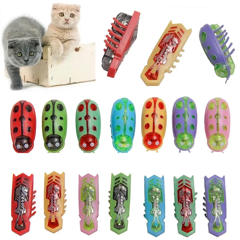 Electric Insect Cat Toy Aluminum Alloy Feather Automatic Flipping Vibration Bug FDA Certified Christmas Fun