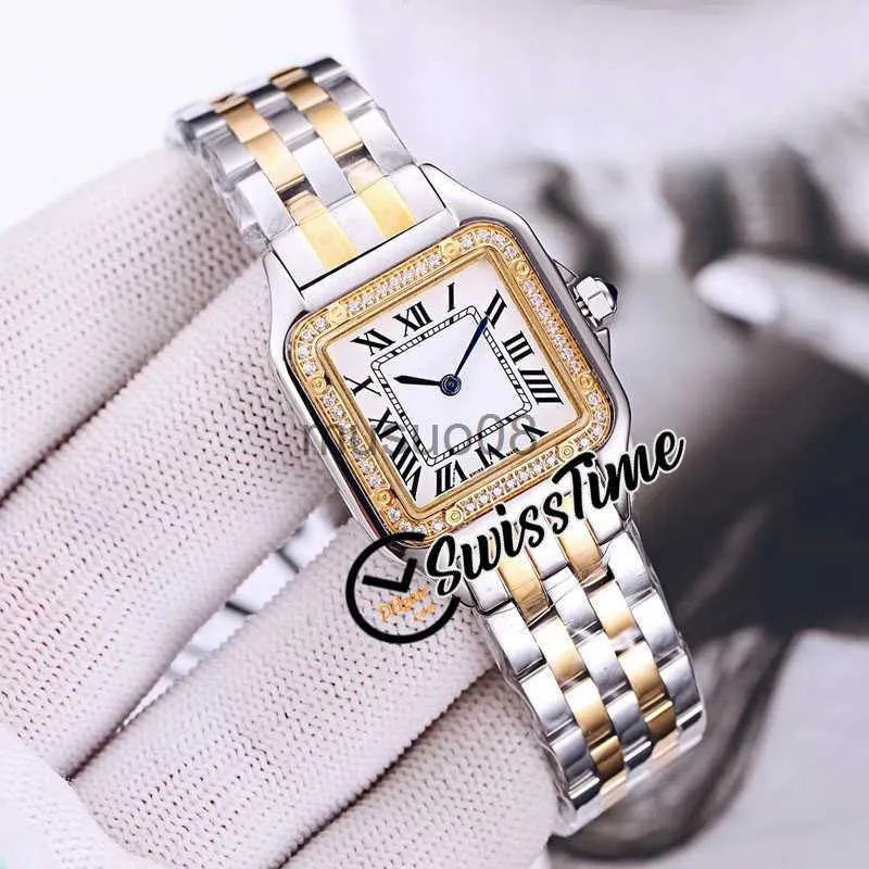 Swiss Quartz Rectangle Watch Ladies 22mm Panthere De White Dial Tow Tone 18K Gold Steel Bracelet Fashionable Ladies Timepiece W2PN0006 From Musuo08 117.2 DHgate.Com
