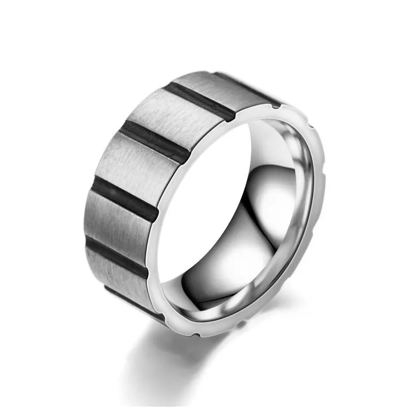 Pierścienie opaski męskie stal nierdzewna pierścień sztabowy rowek opon dla mężczyzny palec moda biżuteria biżuterii upuszczenie DHW5R