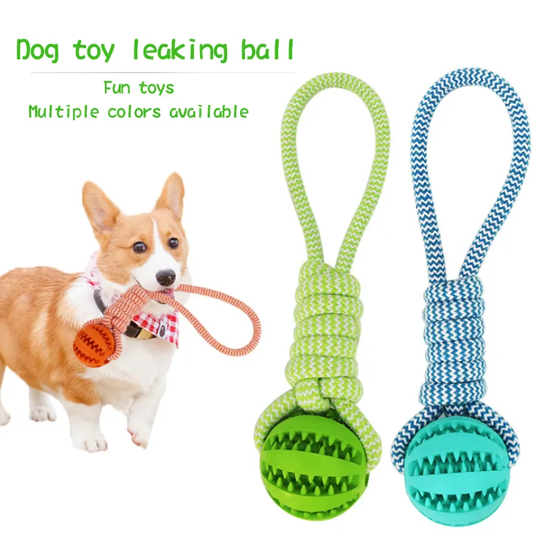 Animal de compagnie doux chien jouets jouet drôle interactif élasticité balle chien jouet à mâcher pour chien dent propre nourriture coton corde noeud fuite nourriture balle