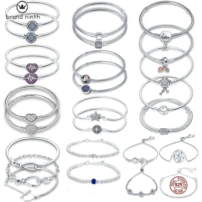 GNOCE Sterling Silver Alphabet Charm Beads With Zirconia - For Snake Chain Bracelets & Necklaces - View #7