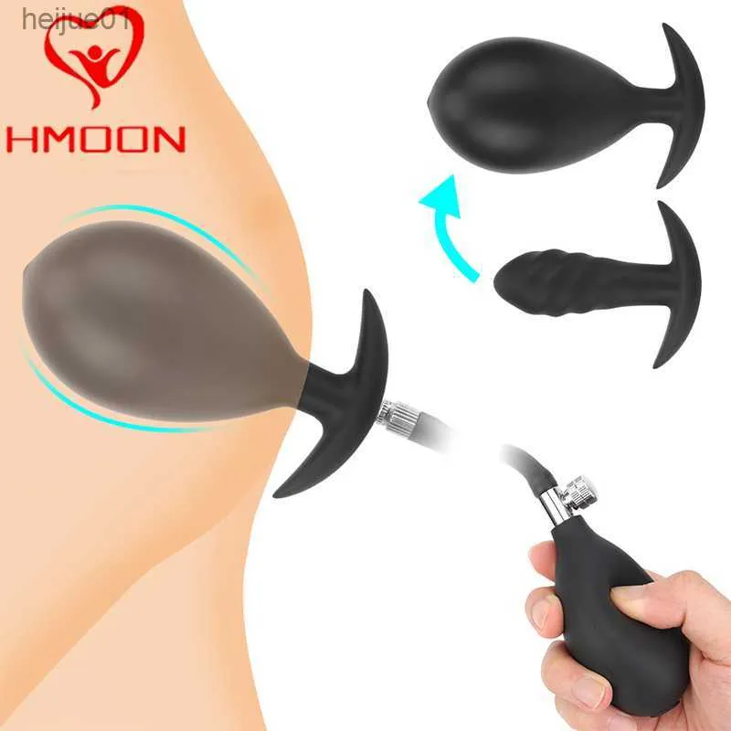 HMOON Inflatable Anal Dildo Expandable Butt Plug with Pump Men Anal Dilator Massager Adult Products Silicone Sex Toys for Women L230518