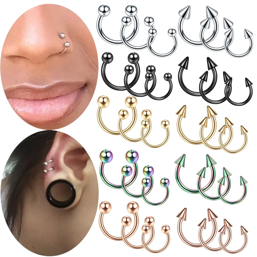 Save Big on Bulk Nose Ring Hoop With Stud Nose Studs Stainless Steel Rings  Circular Barbell Horseshoe 16G/20G Septum Piercing Hoop For Lip, Eyebrow, 