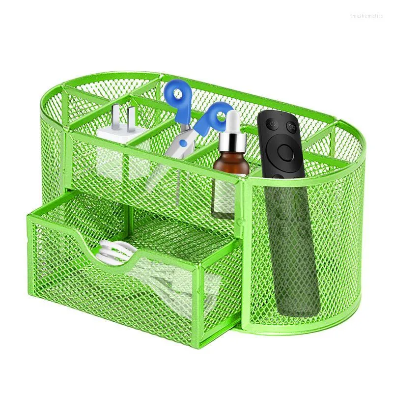 Sacs de rangement Mesh Pen Organizer Boîte à 9 grilles Porte-crayons Bureau en métal Papeterie Stand pour la maison