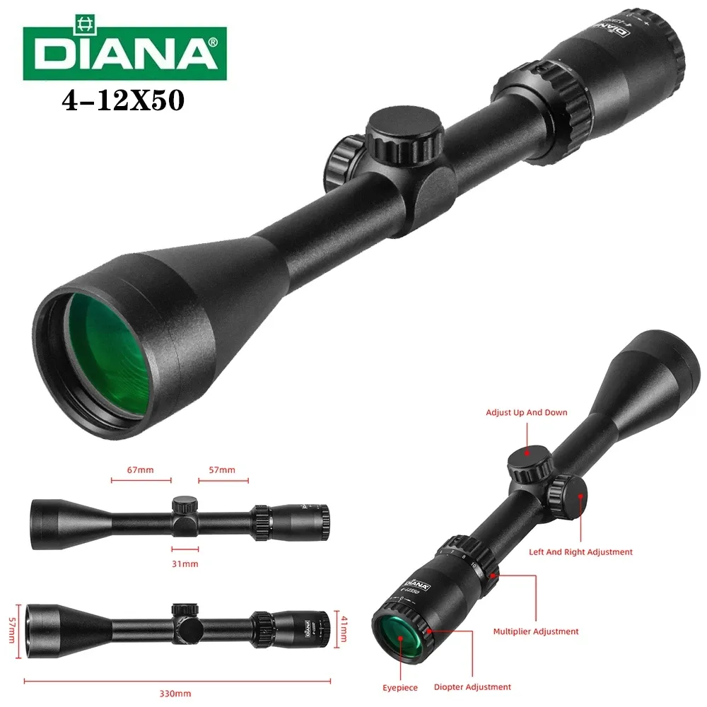DIANA 4-12X50 Airsoft Rifle Scope Optical sight Tactical Hunting Mirror HD Cross Sight Airsoft Sight Sniper