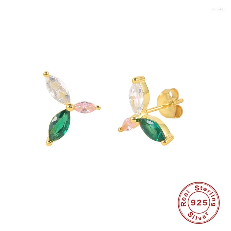 Brincos MC 925 Prata Esterlina Pequenos Coloridos Zircões Piercing Ear Studs Para Mulheres Meninas Doce Adorável Feminino Push-Back Pendientes