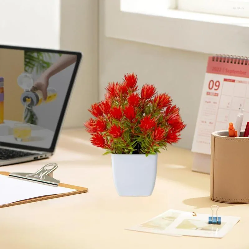 Fleurs décoratives belle plante verte artificielle herbe en pot réaliste entretien facile sans bonsaï de coupe