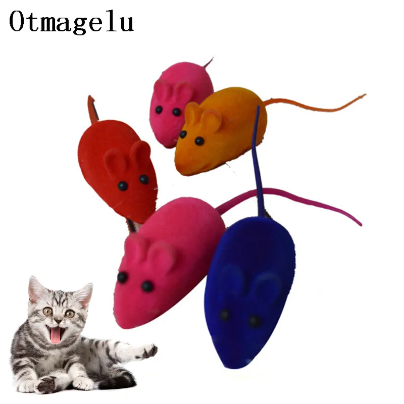 Simulering Mini Soft Fleece False Mouse Cat Dog Toys Feather Funny Playing Trays Toys For Cats Puppy Pet Supplies Squeak Toys
