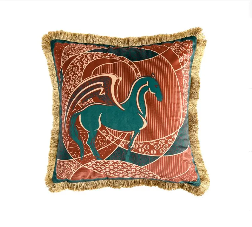 Modern Design av högsta kvalitet Luxury Horse Pillow Cover Sofa Decoration Cushion Cover Lumbal Pudow Case 45x45 Bed Decoration Pudow Case