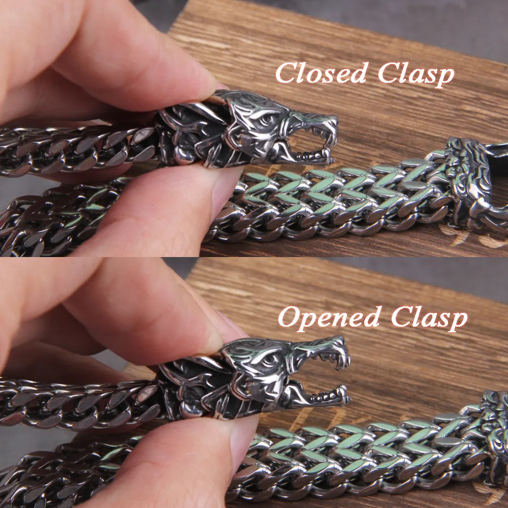 Viking Wolf Bracelet For Men Stainless Steel Mesh Chain With Viking Wolf Bracelet For Men Stainless Steel Mesh Chain With