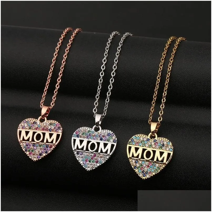 Подвесные ожерелья Ziron Diamond Heart Collese Nearling Steam Цепочки для мамы подарки Mother Will Will Will и Sandy Drop Delive Jewelry Pendants Dhqcd