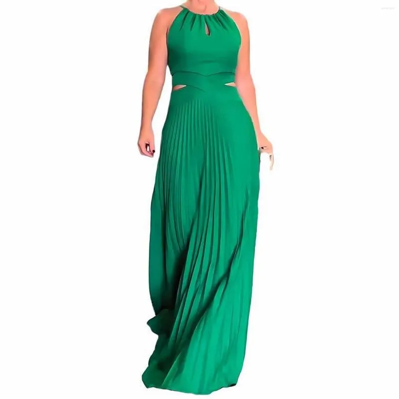 Casual Jurken Flatterende Cocktail Voor Vrouwen Sexy Mouwloze Hoge Taille Hollow Fit Geplooide Jurk Wedding Party Floor-Length Gown