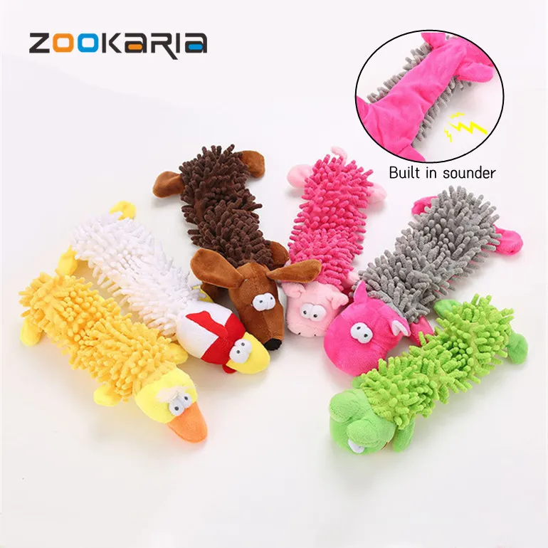 Brinquedo de pelúcia para animais de estimação em forma de animal com chiado para cães pequenos Chihuahua Yorkshire Bichon filhote de cachorro durável mastigar limpeza de dentes brinquedo sonoro