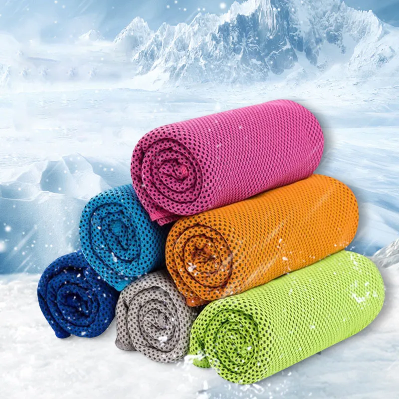 Été Sports de plein air glace froide serviette écharpe course Yoga voyage salle de sport Camping Golf Sports serviette de refroidissement rhumes enveloppement du cou