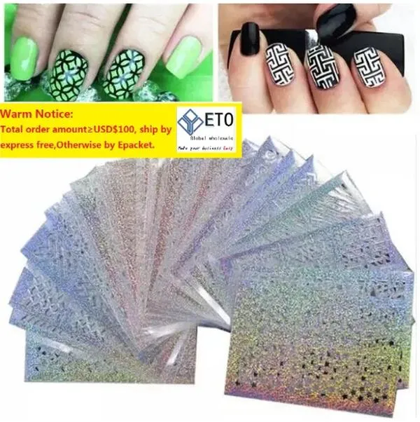 Salon de manucure 24 feuilles vinyles imprimer Nail Art bricolage pochoir autocollants pour 3D Leaser modèle autocollants fournitures