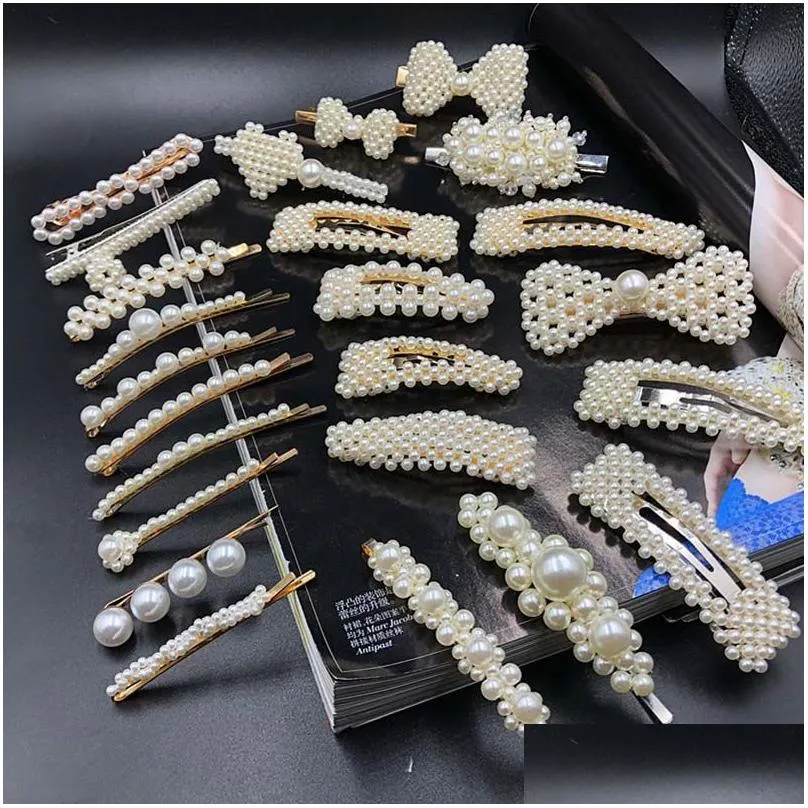 Fermagli per capelli Barrettes Perle Per le donne Ragazze Resina acrilica Cuore Fiocco Corona Clip geometrica Forcine Copricapo Drop Delivery Jewelry H Dhorl