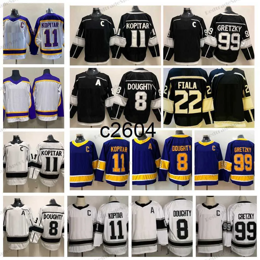 C2604 2023 Reverse Retro Purro 11 Anze Kopitar Hockey Jerseys 8 Drew Doughty 99 Wayne Gretzky Black Jersey Alternate Classic White 22 Kevin Fiala Black Mens S-XXXL