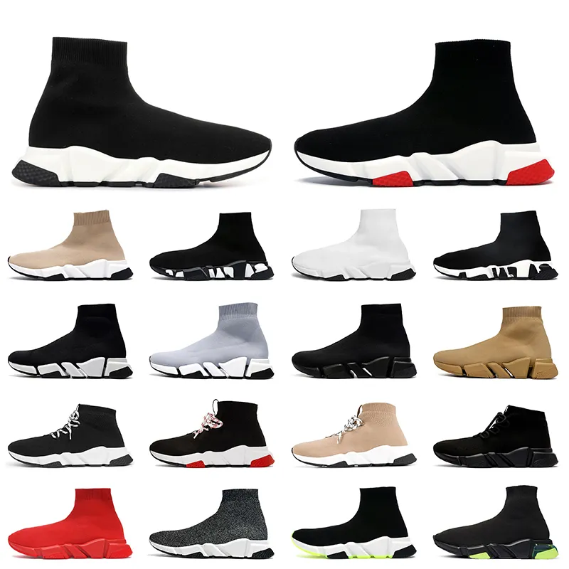 Luxury Speed Trainer Sapatos Feminino e Homem Designer Sock Shoes Casual Socks Trainers Black White Knit Loafers Platform Sneakers Size 36-45