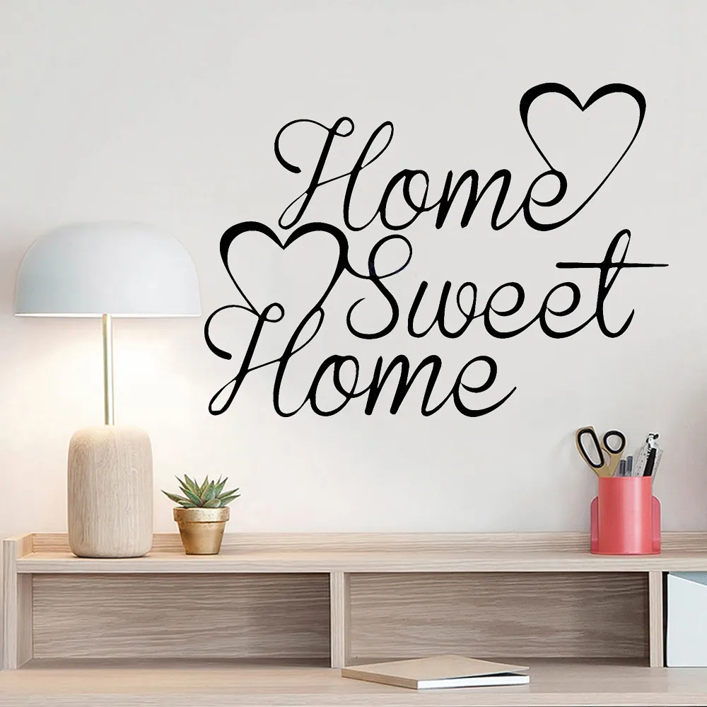 Hem Sweet Home Decor Wall Stickers DIY avtagbar konst Vinyl Family Citat Wall Sticker Decorating Diy Family Art Anpassad
