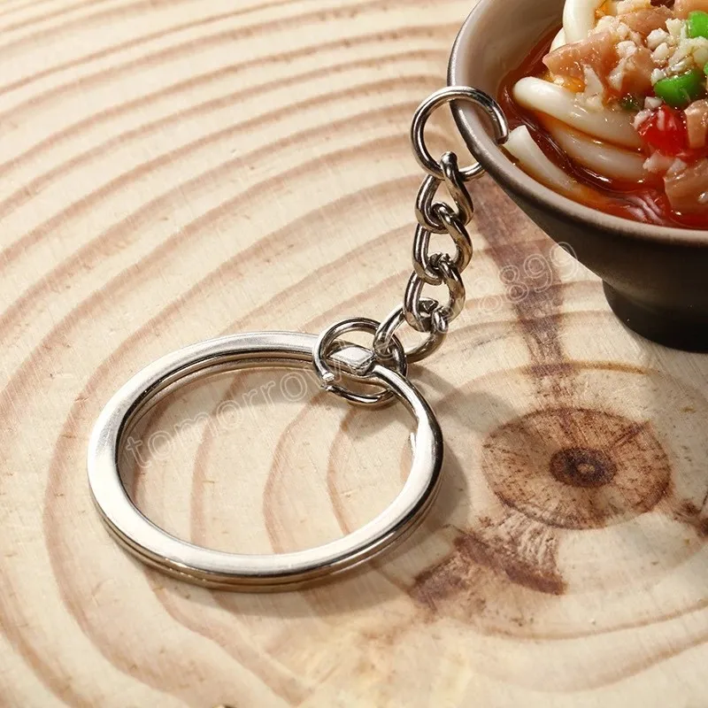 Creative Cartoon Simulated Noodle Soup Model Keychain for Women Girls Food Series Car Bag Accessories Key Ring