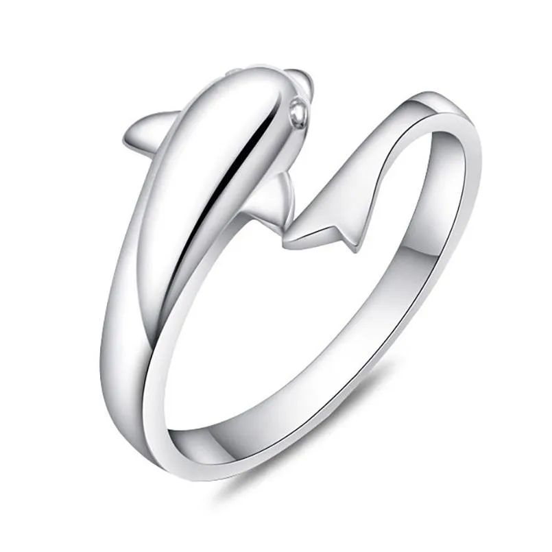 Band Ringen Sier Vrouwen Dolfijn Dier Open Verstelbare Ring Vinger Mode-sieraden Will And Sandy Drop Levering Dhflq