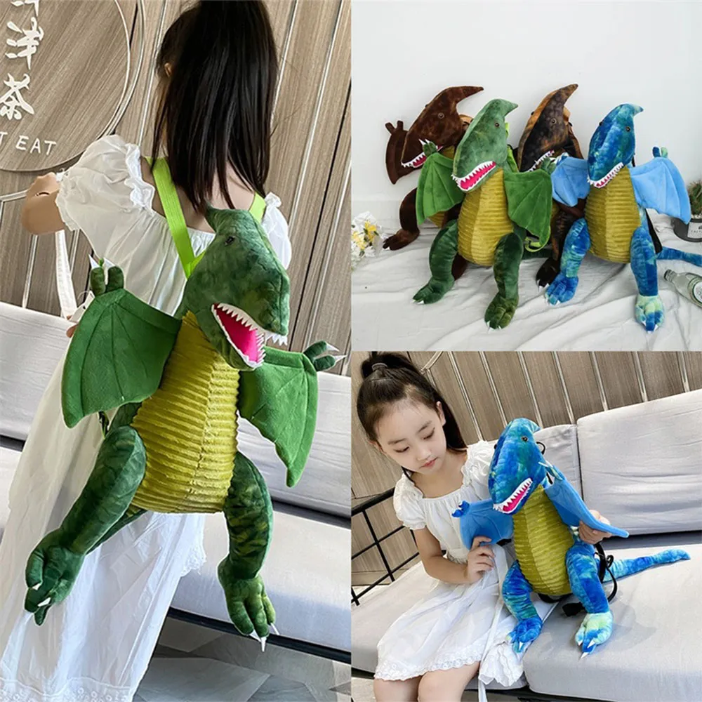 New Fashion parent-child Creative 3D Dinosaur Backpack Cute Animal Cartoon Plush Backpack Dinosaurs Bag for Children Kids Gifts