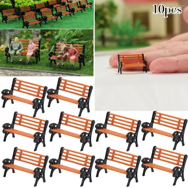 Dekorativa blommor 10st Park Bench Model Railway Layout Landscape Simulation Decoration Garden Leisure Entertainment