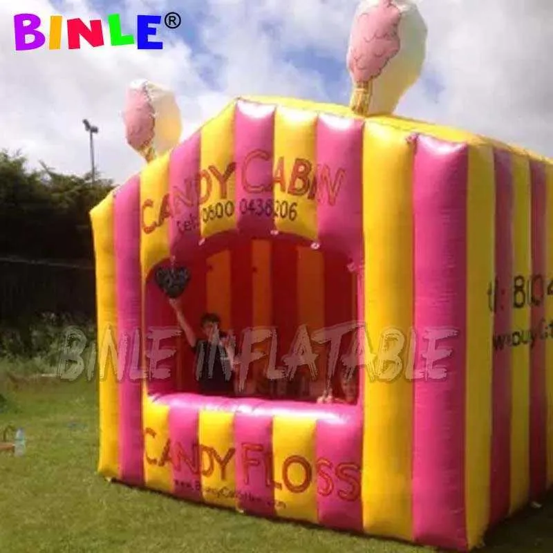 Beautiful inflatable candy floss booth house inflatable pop corn tent Fun carnival fair inflatable cotton candy sell booth cabin