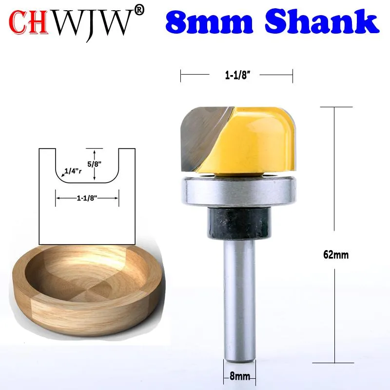 Frees Chwjw 1pc 8mm Shank 11/8" Diameter Bowl & Tray Template Router Bit Wood Cutting Tool Woodworking Router Bits