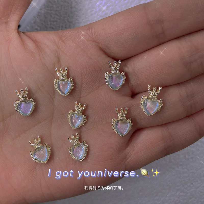 Decorações da arte da unha Youniverse Fairy Elf Heart Crown Charm Summer Candy Jelly Jewelry Diamonds Hollow Bording Charms Manicure Cateye Decors 230606