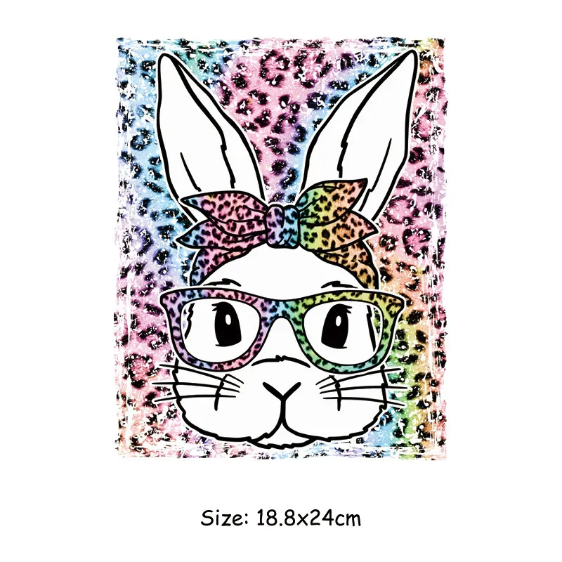 Easter Party Heat Transfer Logo Vinyl Washable Bunny Eggs Hunt Heat Transfer Stickers For T Shirt