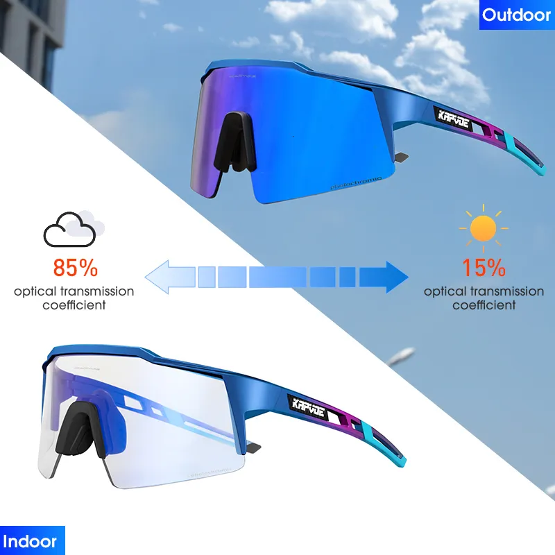 Okulary na zewnątrz Kapvoe Pochromic Cycling Sunglasses Men Mtb Glasse Women Road Rower szklanki UV400 230605