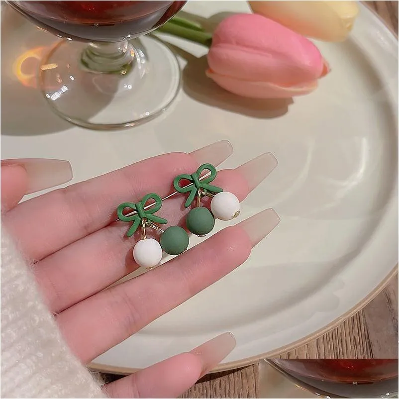 Dingle ljuskrona koreanska modeörhängen för kvinnor vit blomma droppe pendient syster gåva öron smycken arets leverans dhvql