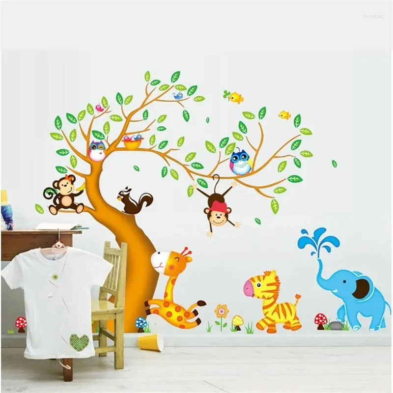 Наклейки на стенах крупные мультипликационные животные Diy Diy декор детской комнаты Съемная девочка