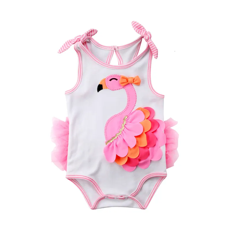 Swim Wear Summer Flamingo Bikini Born Girls Swimsuit Cute Beachwear Child Childwear Sonneveless Bikini Set 230605