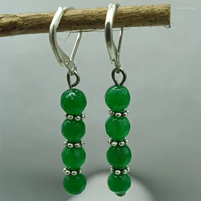 Ohrhänger, exquisit, grün, 6 mm, facettierte Jade, runde Perlen, Boutique 2023, Damenmode