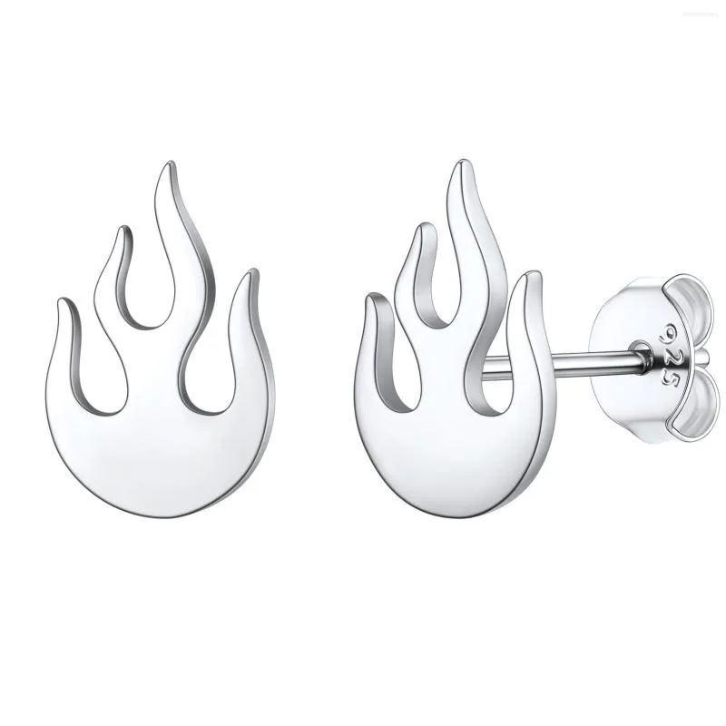 Studörhängen U7 925 Sterling Silver Burning Fire Flame Earring Unisex Black Gothic Punk Dainty Chic smycken för man kvinna