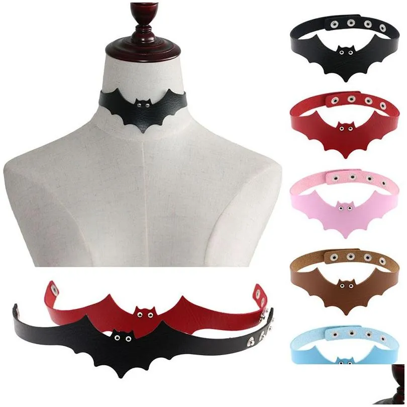 Chokers Harajuku Halloween Vleermuis Lederen Choker Ketting Eenvoudige Punk Gothic Kraag Nekband Voor Vrouwen Kinderen Mode-sieraden Zal Een Dhwyz