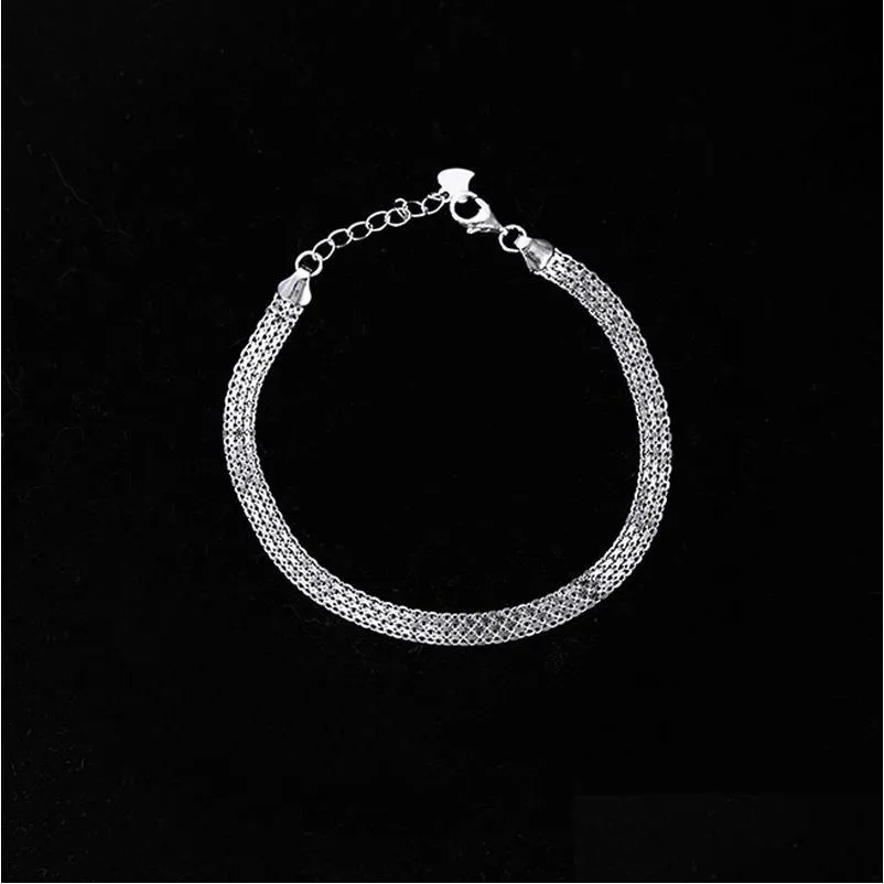 Charm Bracelets Sier Mtilayer Simples Pulseira Ajustável Pulseira Para Mulheres Jóias de Casamento Festa Drop Delivery Dh8Zo