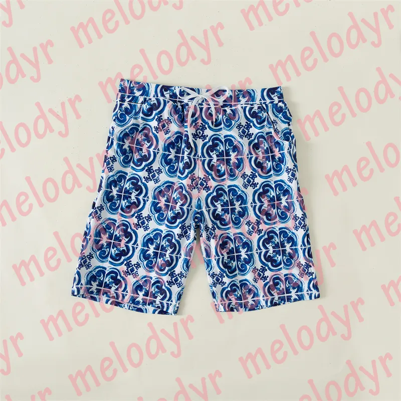 Män simmar stammar blomma tryck dragkammare strand shorts modedesigner mens badkläder