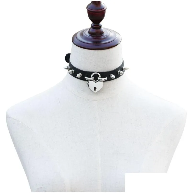 Chokers klistermärke Lock Love Halsband Choker Collar Läderhjärta halsband med viktiga modeuttalande smycken Will och Sandy Drop Deli Dhuu9