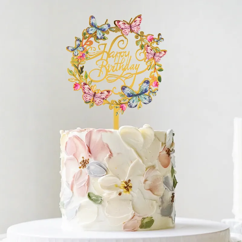 Other Event Party Supplies Flowers Cake Topper Happy Birthday