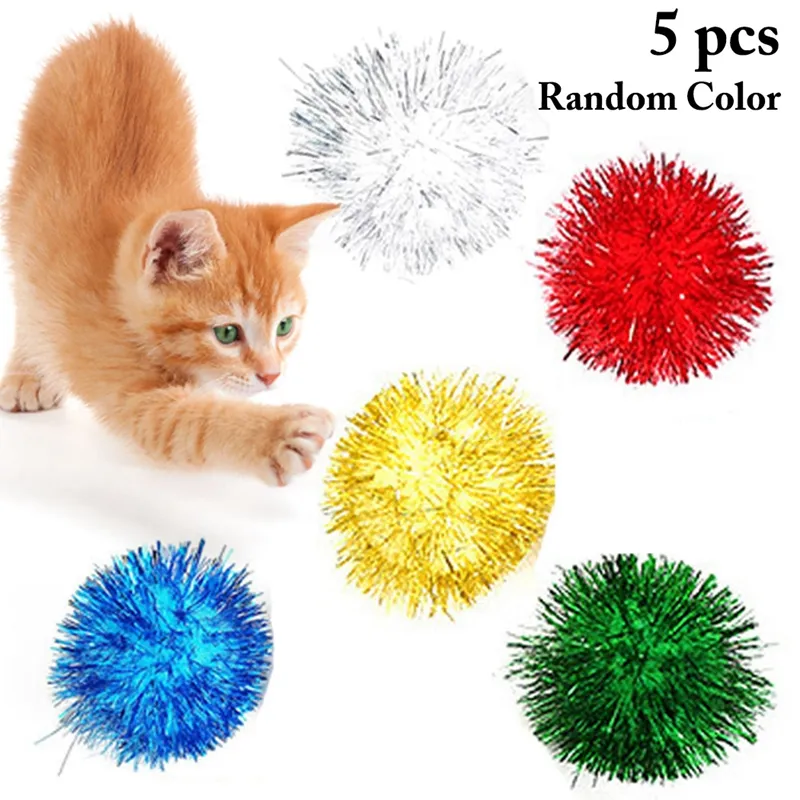 5PCS Blask Balls Cat Interactive Toys Blost Pom Pom Pom Kittak Ball Toy Plastic Pet Chose
