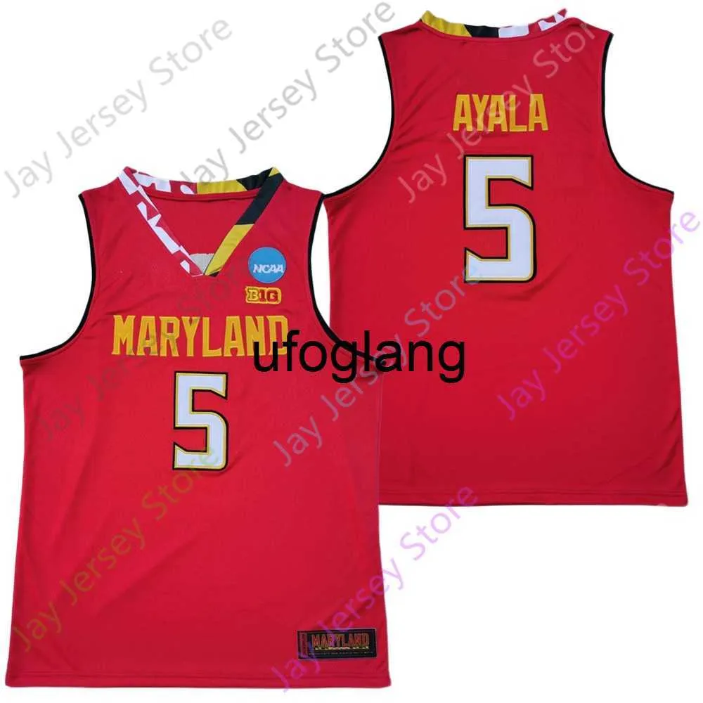 coe1 2023 New NCAA Maryland Terrapins Stats Jersey 5 Eric Ayala College Maglie da basket Taglia Giovani adulti Tutti cuciti