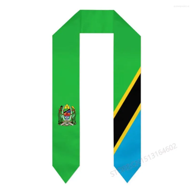 Foulards nom personnalisé ou Logo drapeau tanzanien écharpe étole de remise des diplômes ceinture étude internationale à l'étranger classe de 2023 châle