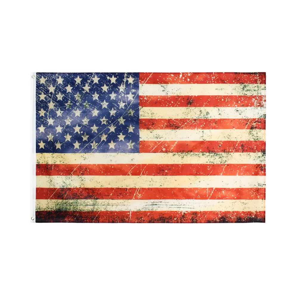 90X150cm USA Stile Vintage Tè Macchiato Vecchia Bandiera Americana Anticata 3x5Fts