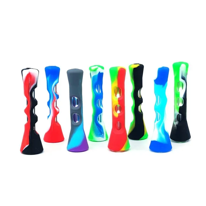 Coloré Silicone Peau Épais Verre Tuyaux Herbe Sèche Tabac Preroll Rouleau Cigarette Cigare Porte-Filtre Portable Amovible Facile Nettoyer Conseils Embouchure DHL