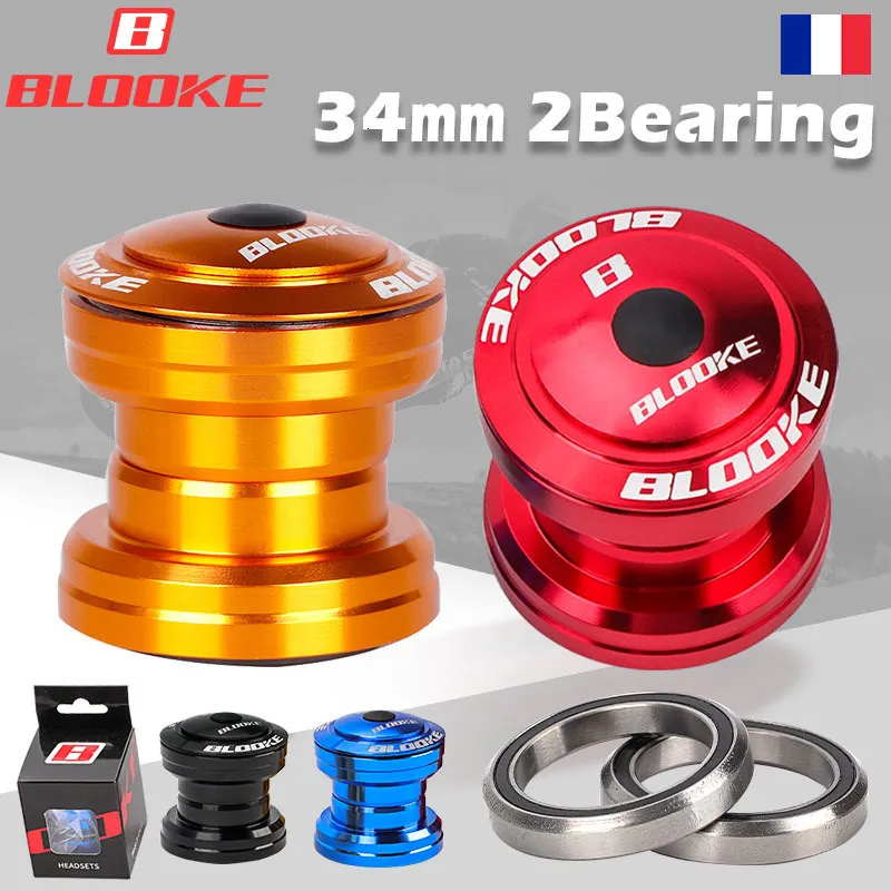 Cuffie per bici BLOOKE 1 18" 34MM MTB Serie sterzo per bicicletta 2 Cuscinetto sigillato Coperchio tappo superiore Parti per mountain bike in lega per stelo forcella senza filettatura da 28,6 mm 230606