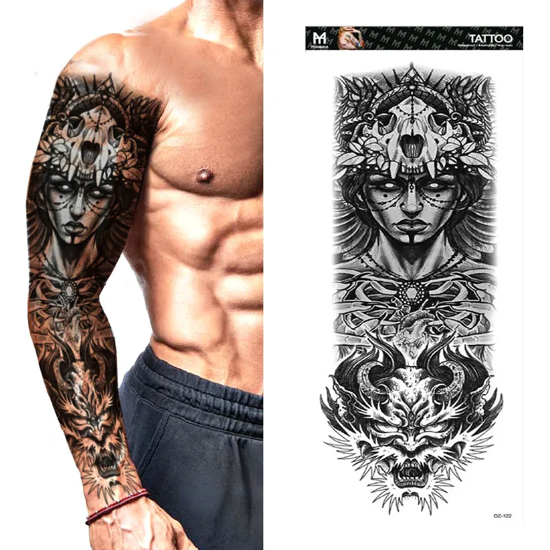 Em promoção! Grande Manga Do Braço De Tatuagem De Coroa De Rei Leão Totem  Impermeável Temporária Tatto Adesivo Herói águia, Urso Arte De Corpo  Inteiro Falsa Tatoo