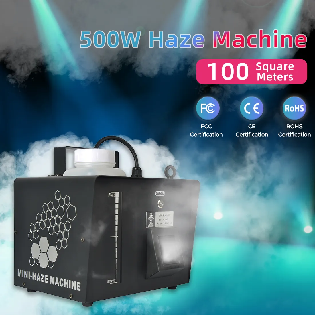 Moka 500W Mist Haze Machine DMX512 تغطية دخان التحكم عن بعد 70 متر مربع في 3 دقائق آلة الضباب ل DJ Disco Club Bar Haze استهلاك الوقود 6 ساعات لكل لتر Fogger